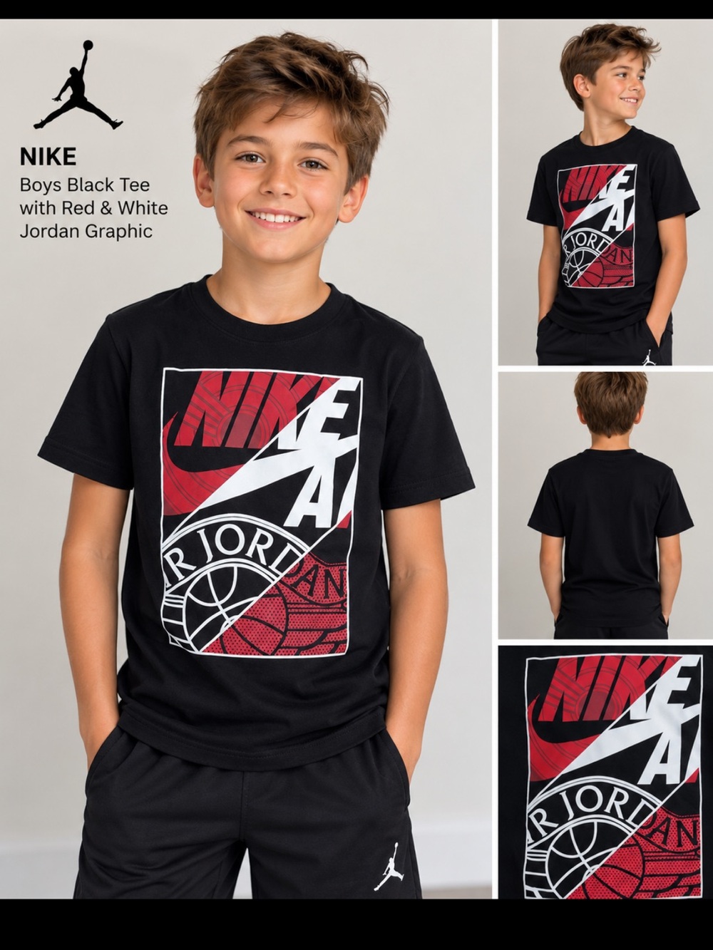 Nike Black Tee‎ with Red & White Jordan Graphic